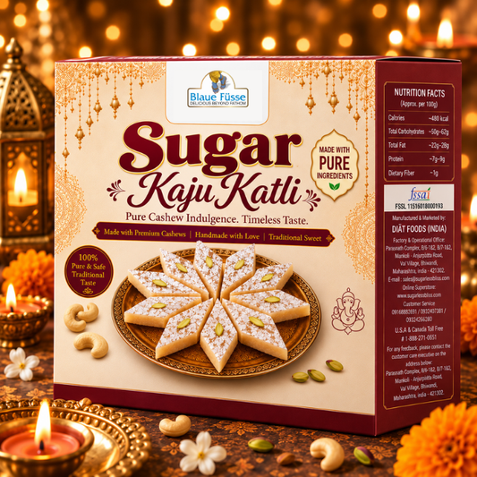 Kaju Katli Premium Traditional Indian Mithai with Cashews & Sugar (ALSO AVAILABLE IN SUGAR-FREE)  | 500g | Sugarless Bliss