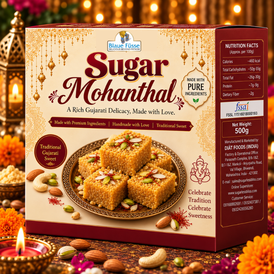 Sugar Mohanthal Traditional Gujarati Sweet with Sugar (ALSO AVAILABLE IN SUGAR-FREE)| 500g | Sugarless Bliss