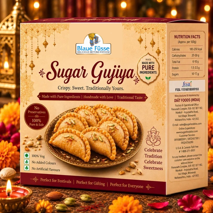 Gujiya (500g) | Made with Pure Ghee | Traditional Indian Mithai (ALSO AVAILABLE IN SUGAR-FREE)| Sugarless Bliss