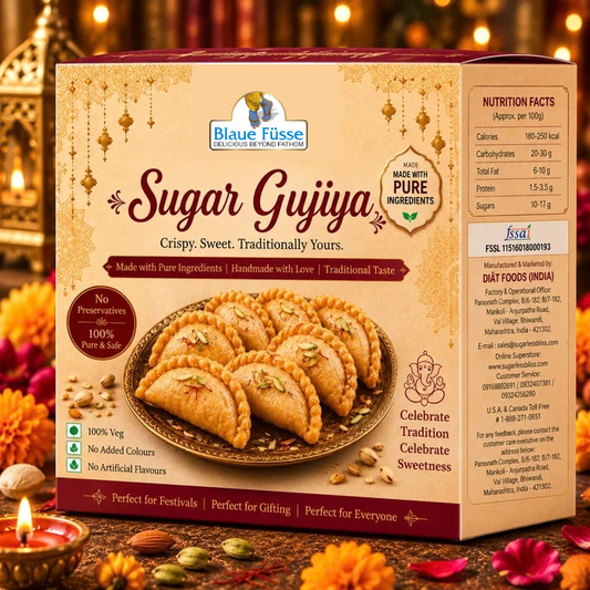Gujiya (500g) | Made with Pure Ghee | Traditional Indian Mithai (ALSO AVAILABLE IN SUGAR-FREE)| Sugarless Bliss