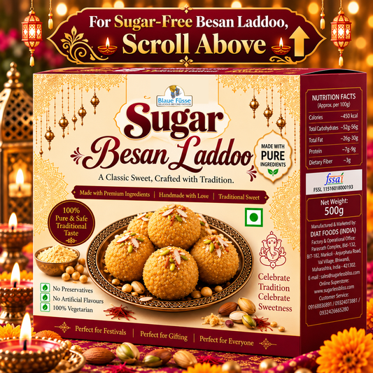 Besan Laddoo Traditional Indian Sweet with Sugar (ALSO AVAILABLE IN SUGAR-FREE) | 500g | Sugarless Bliss