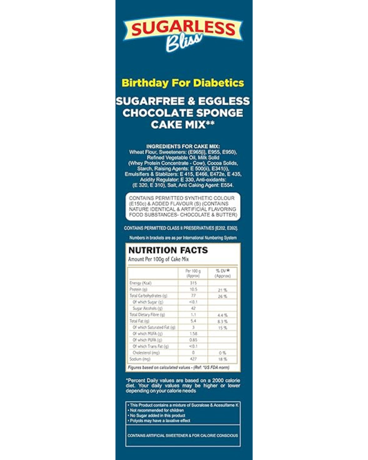 Sugarless Bliss Duo Cake Mix – Chocolate & Vanilla (Sugar-Free, Eggless, High Protein)