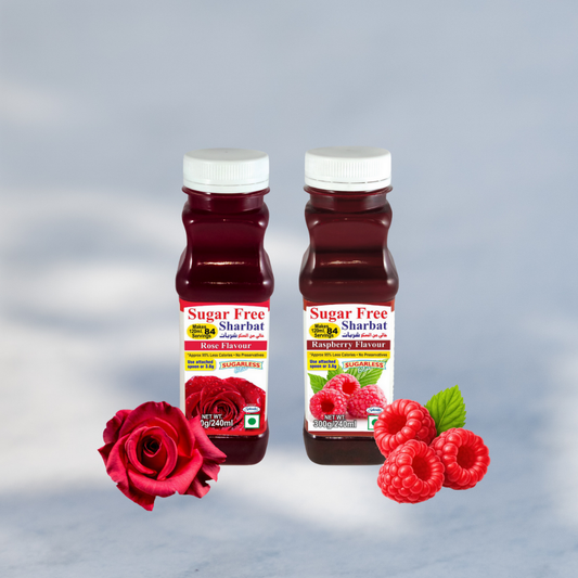 Sugar-Free Rose & Raspberry Sharbat (Syrup) – 300g x 2  | Diabetic-Friendly | No Added Sugar | Summer Refreshing Drink