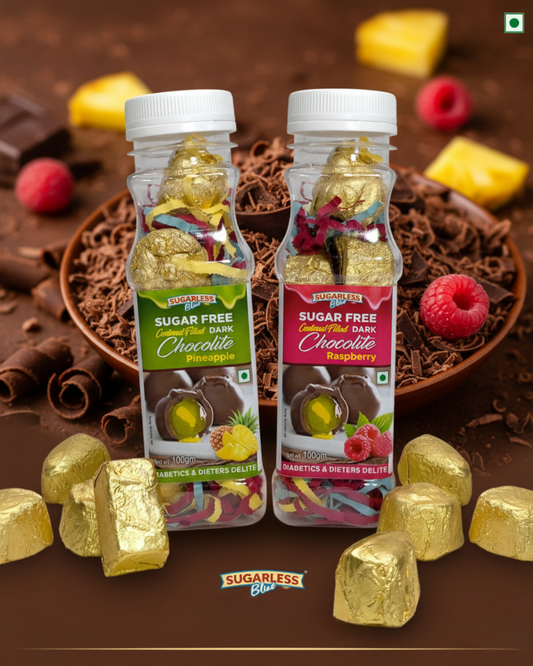 Sugar Free Centered Filled Dark Chocolite Combo (Pineapple & Raspberry Flavour)