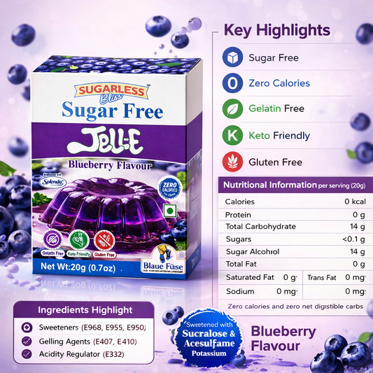Sugarless Bliss Sugar Free Jelly Mix | Blueberry Flavour | Zero Calories | Keto & Gluten Free | 20g