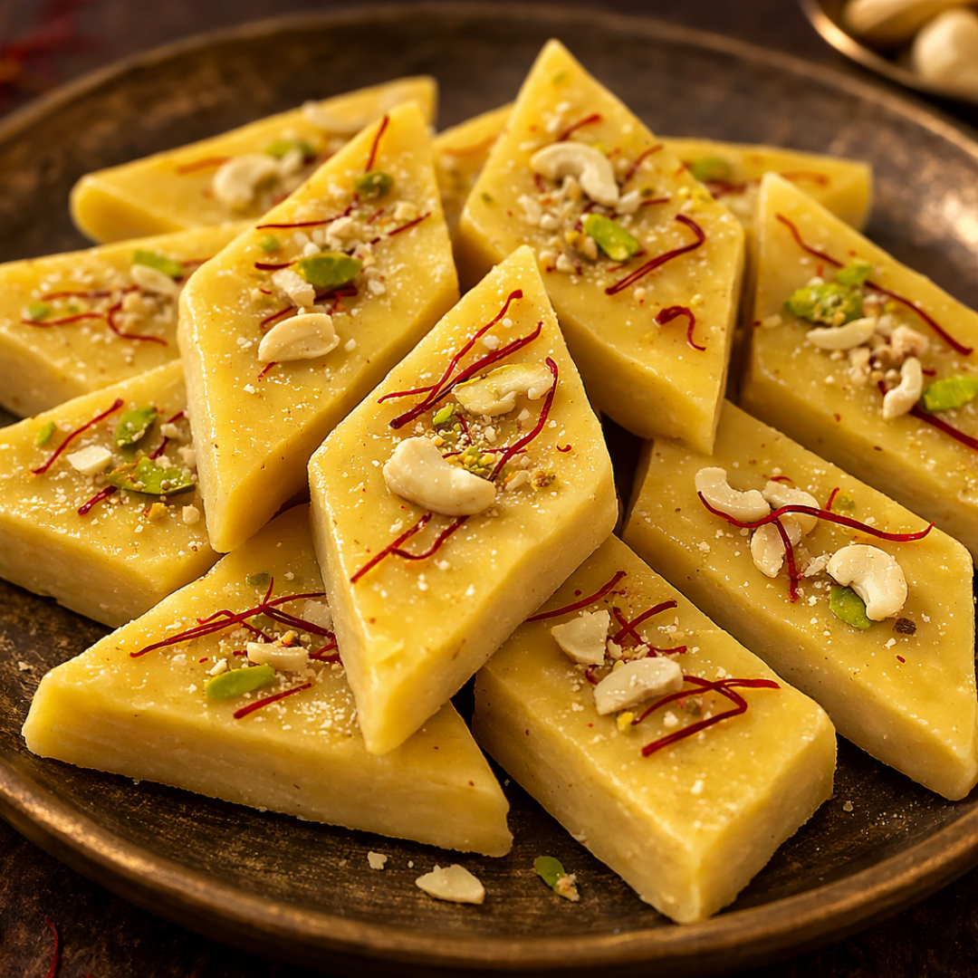 Sugar Free Kesar Kaju Katli (500g) Indian Mithai | Sugarless Bliss