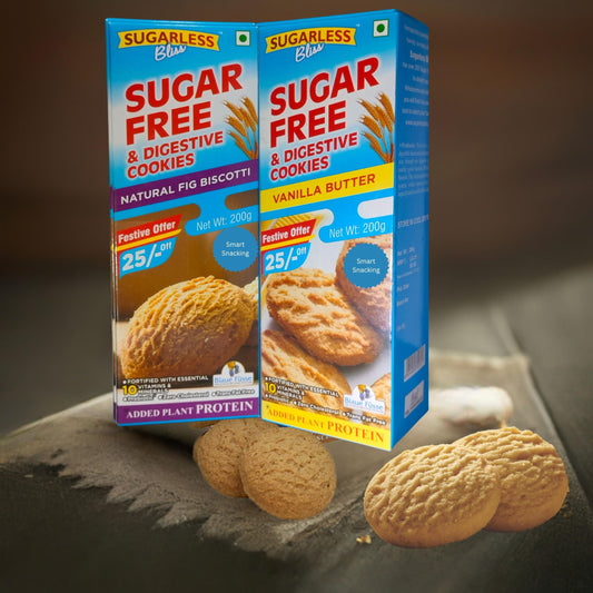Sugar-Free & Digestive Cookies, Vanilla Butter & Fig Biscotti, 200g, Pack of 2
