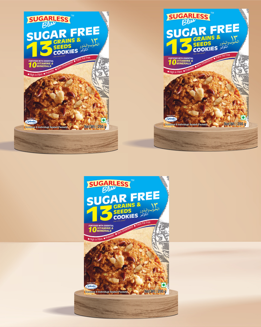 Sugarless Bliss Sugar Free Multigrain Cookies (Pack of 3) | High Fiber | Diabetic Friendly | No Added Sugar
