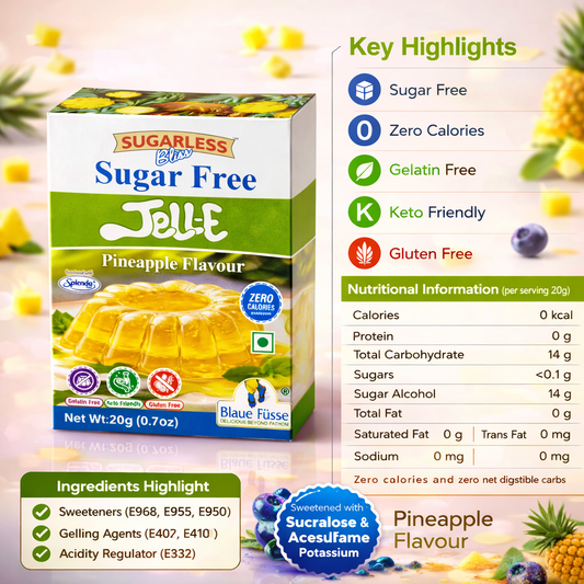 Sugarless Bliss Sugar Free Jelly Mix Pineapple Flavour | Zero Calories | Keto & Gluten Free | 20g
