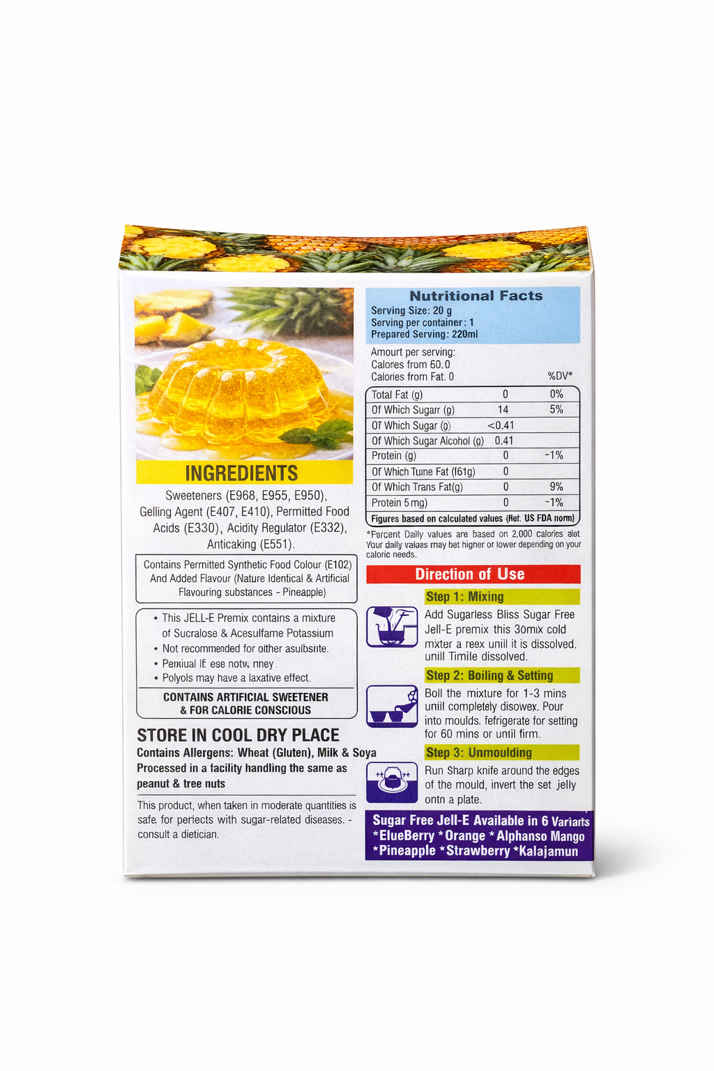 Sugarless Bliss Sugar Free Jelly Mix Pineapple Flavour | Zero Calories | Keto & Gluten Free | 20g