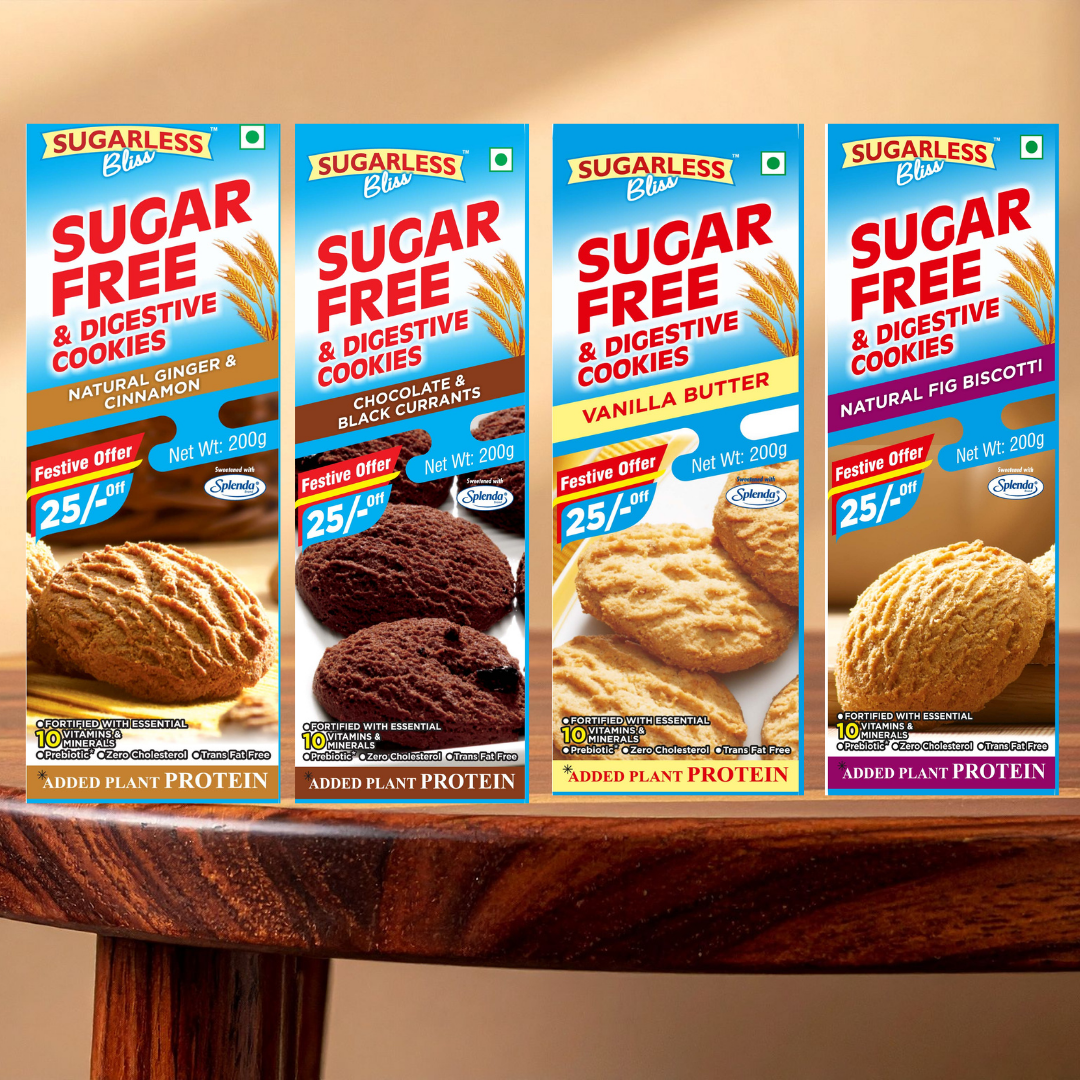 Sugar-Free Digestive Cookies | 5 Flavours, 200g x24 Case Pack (1 Case)