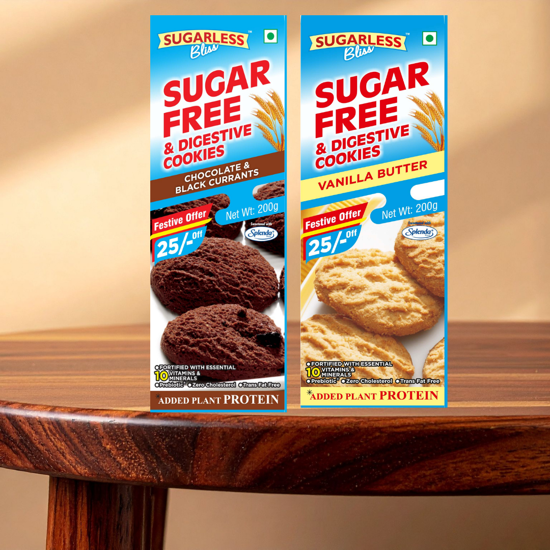 Sugar-Free Digestive Cookies | 2 Flavours, 200g x2 Case Pack