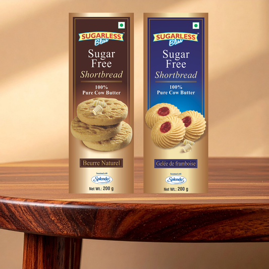 Sugar-Free Shortbread | 100% Cow Butter Cookies & Raspberry Jelly – Low Sugar, No Added Sugar | 200g x 24 Packs (1 Case) | Diabetic-Friendly, Guilt-Free Treat