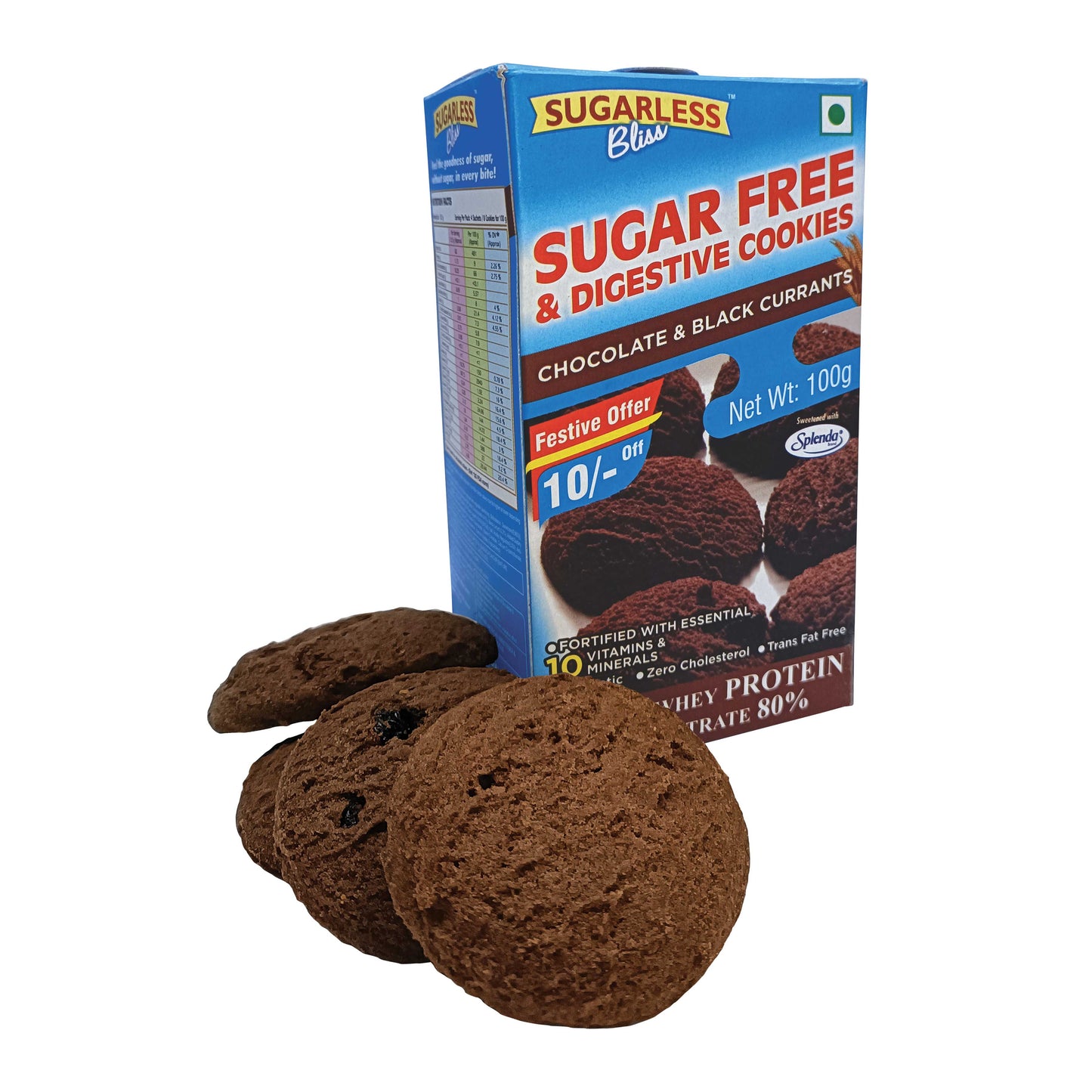Sugar Free & Digestive Cookies - Chocolate & Black Currant (100gms)