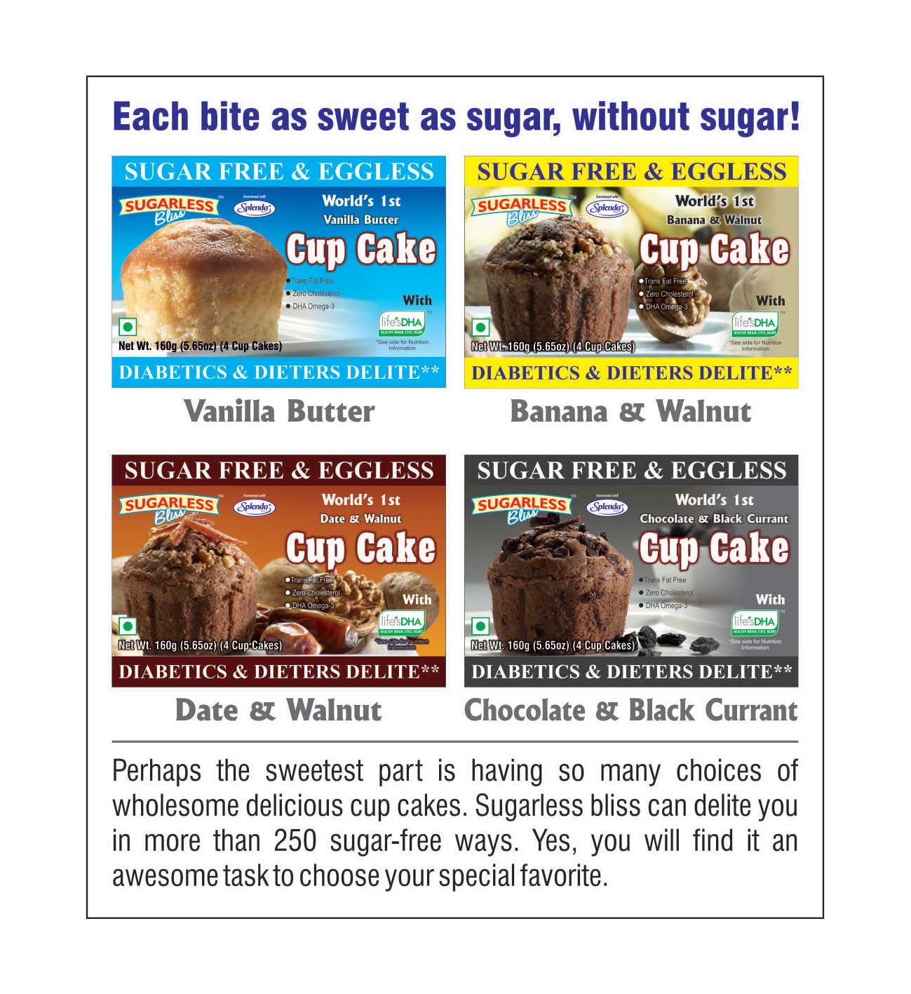 Sugar Free & Eggless Cup Cake Date & Walnut - 160g